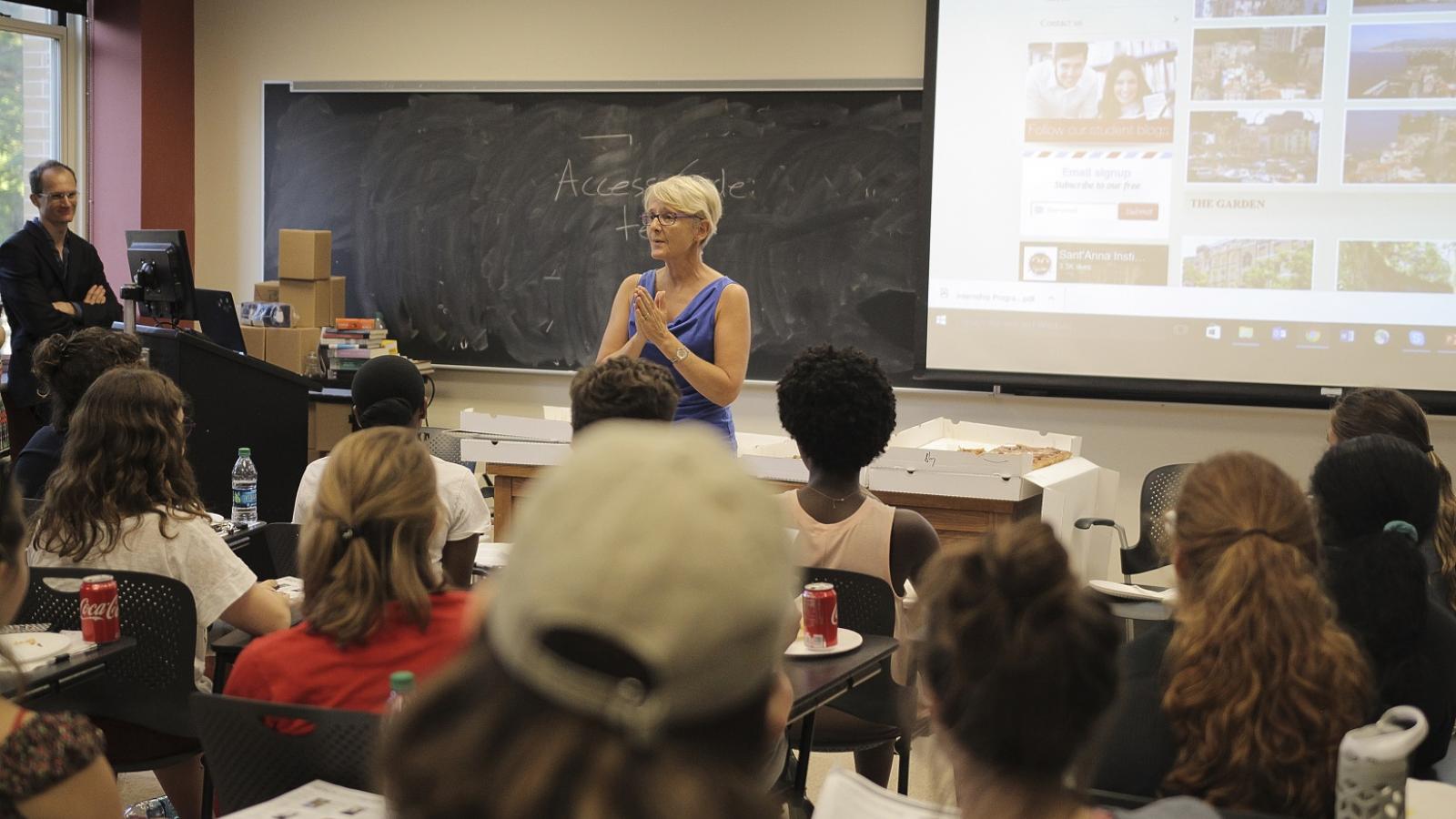 Janice Aski speaking to students